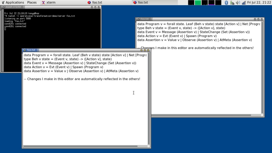 Screenshot of collaborative text editor